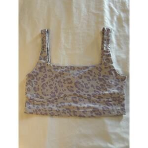 Forever 21 Purple Crop Top Lavender Cheetah Leopard Women's Medium Sports Bra